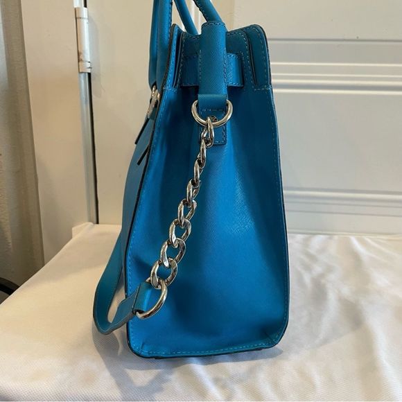 Michael Kors Signature Hamilton Blue North South Satchel - Picture 3 of 11